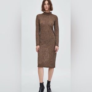Zara Mock Neck Midi Dress- Size M